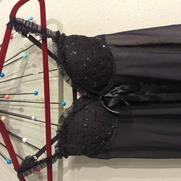 Victoria's Secret Sexy Little Things Baby Doll Mini Dress 36C Black Thong Y2K - Picture 5 of 16